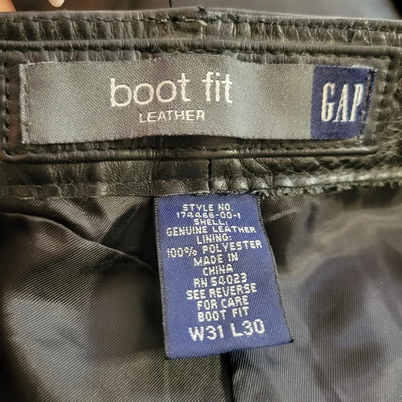 Vintage Gap Leather Boot Fit Black 31x30 Y2k